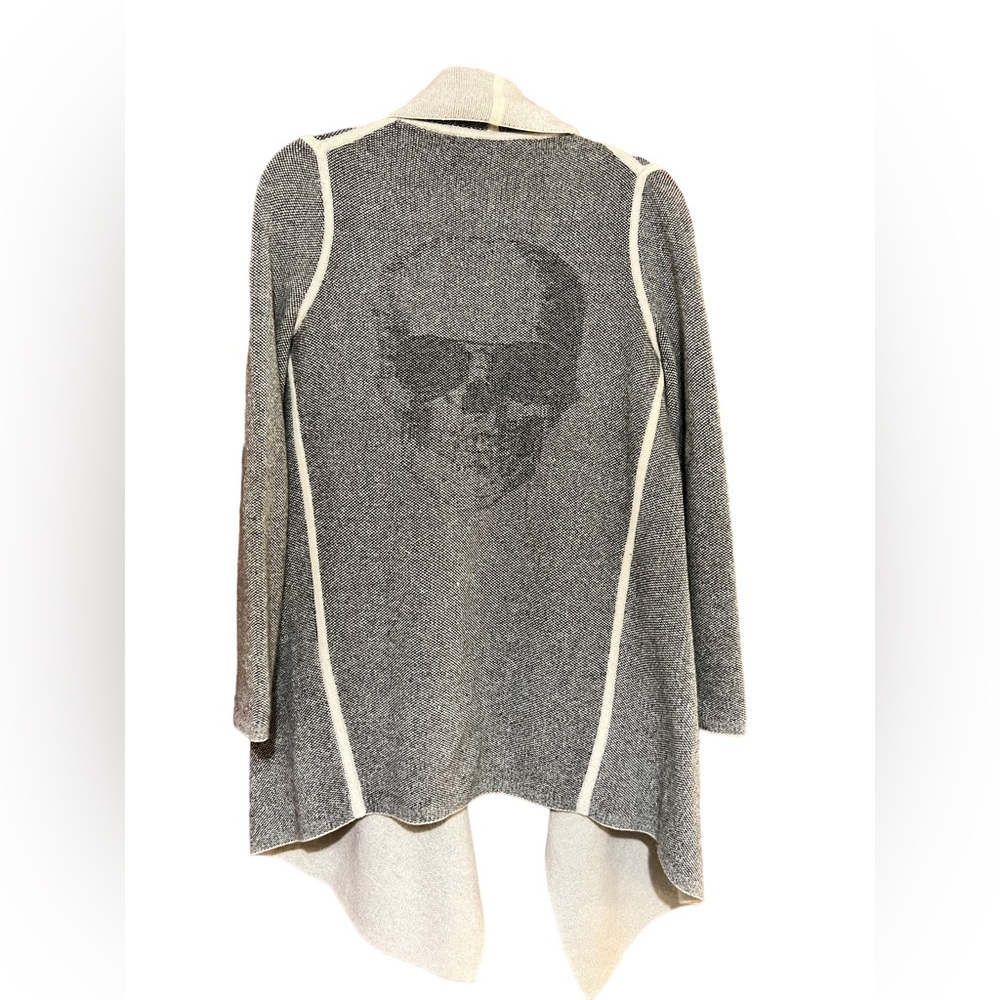 Skull Cashmere Gray and Cream Cardigan